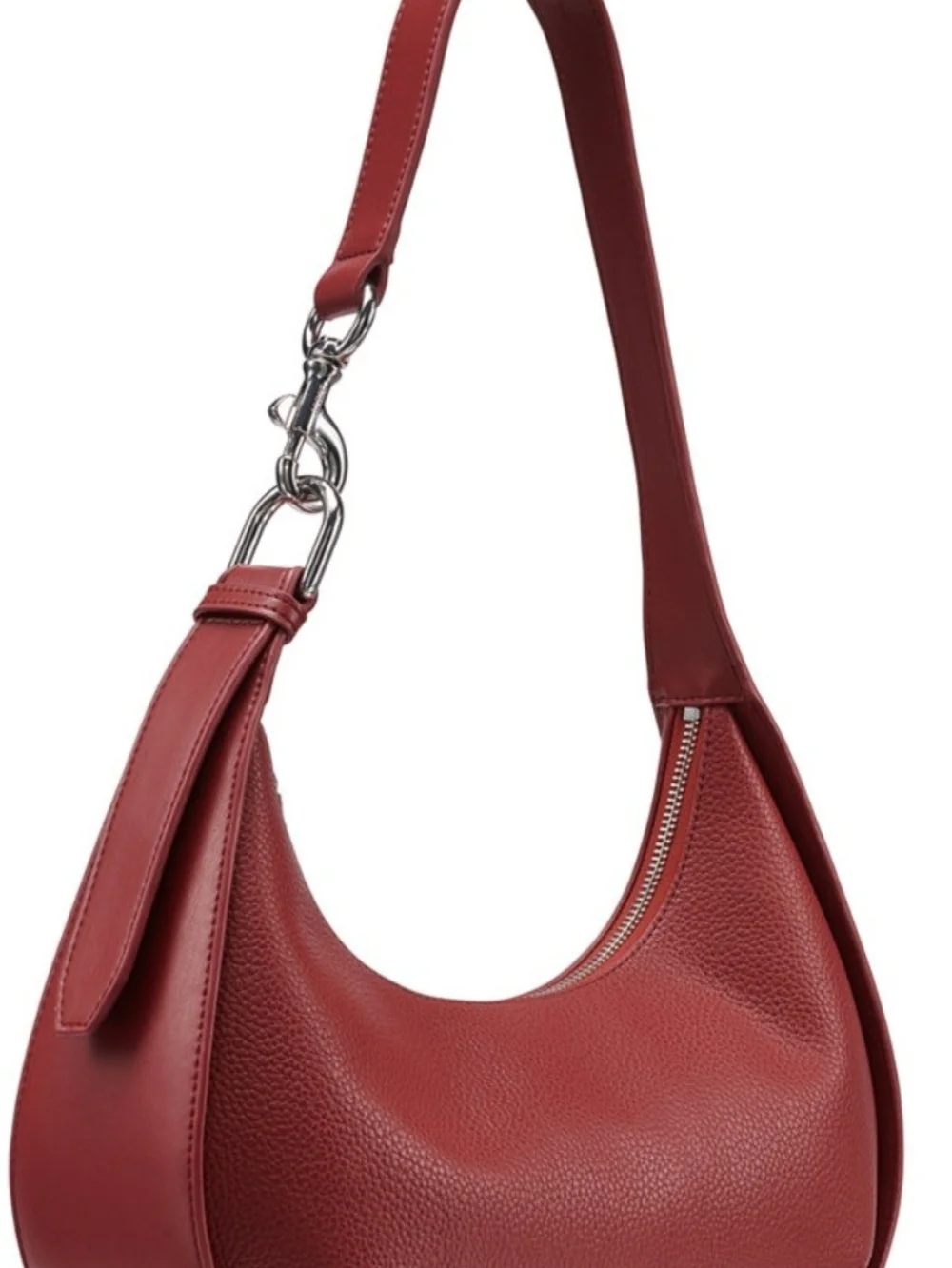 DKNY Black Pebbled Leather Hobo Shoulder Bag with Silver Hardware